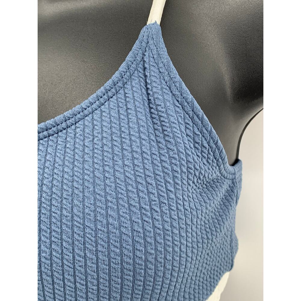 UNBRANDED Women's Dusty-Blue Ribbed Bralette High-Rise Bikini Set SZ S - Picture 5 of 11
